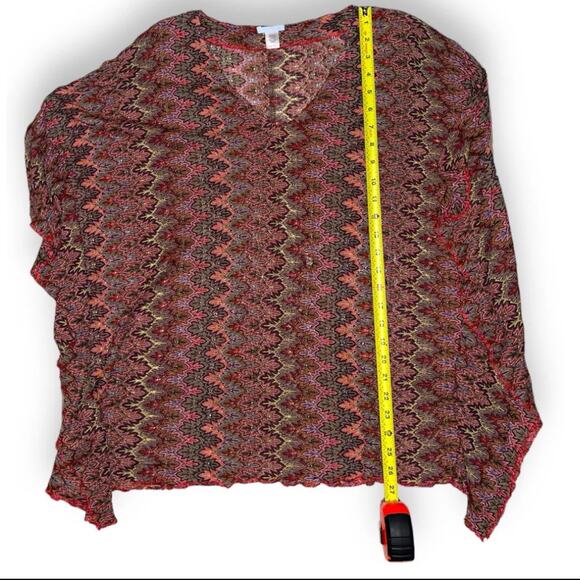 Eberjey Flame Stich Zigzag Woven Poncho Tunic Cover Up One Size - Picture 3 of 7